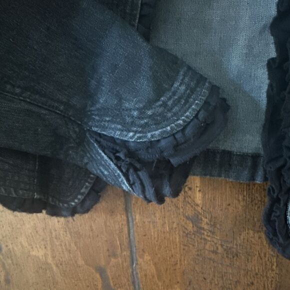 INC Womens Cotton Jean Blazer Jacket size Small Black‎ Ruffled - Picture 5 of 7